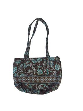 Croft & Barrow Floral Quilted Shoulder Bag Purse Zipper Closure Brown Blue